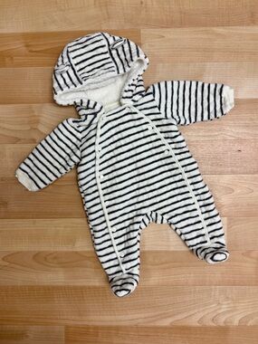 Nordstrom Baby Striped Quilted Bear Ear Hooded Bunting 3M